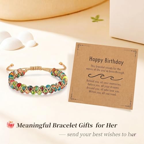 Sriomu 7 Chakra Bracelets for Women Handmade Natural Jasper Stone Healing Bead Bracelet Women Men Boho Friendship Inspirational Jewelry Natural Jasper Stone Double Layer Healing Bead Jewelry Gifts - color: A-Colorful（HB)