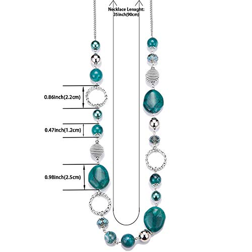 PEARL&CLUB Long Beaded Necklaces For Women - Sweater Chain Fashion Jewelry Necklace Gifts For Women - color: 23-Sea green