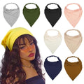 WOVOWOVO 8 Pcs Hair Scarf Headband for Women Girls Non Slip Elastic Boho Triangle Head Scarf Bandana - color: Dry Leaf Gold