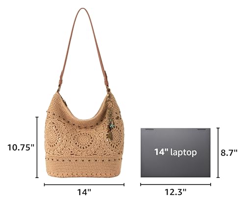 The Sak Sequoia Hobo Bag - Hand Crochet Large Women's Purse for Everyday & Travel - Durable Handbag & Tote With Zipper Pocket - color: Bamboo Medallion