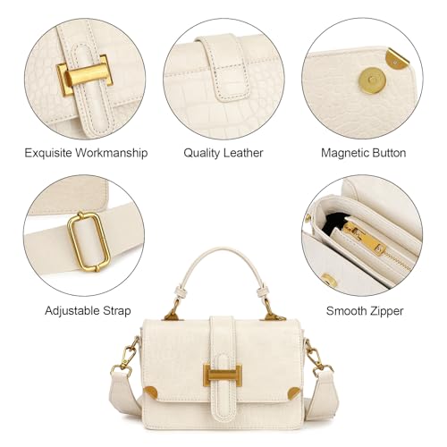 LL LOPPOP Women's Small Classy Crossbody Purse Top Handle Handbags Leather Satchel Bags for Women - color: A-beige(2035)