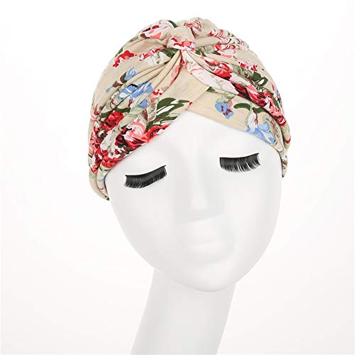 beauty YFJH Women's Cotton Turban Head Wrap Cancer Chemo Beanies Cap Headwear Cap Bonnet Hair Loss Hat - color: Beige