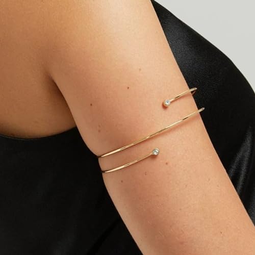 Long tiantian Gold Arm Cuff Upper for Women Bangle Bracelets Upper Arm Cuff Bracelet Trendy Armband Beach Jewelry Trendy Stuff Gifts - color: B7:gold Arm Cuff