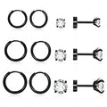 Dainty 6 Pairs Surgical Steel Earrings Sets for Multiple Piercing, Lightweight 14K Gold Plated Small Huggie Hoop Earrings, Flat Back Tiny Ball CZ Stud Earrings for Cartilage, Helix, Lobe, Hypoallergenic - style: Black - Huggie Hoops and CZ Studs