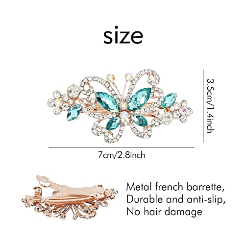 inSowni 4 Pack Luxury Glitter Sparkly Jeweled Gems Crystal Rhinestone Butterfly Metal French Barrettes Alligator Snap Hair Clips Headpieces Accessories for Women Girls - color: 4pcs Set D
