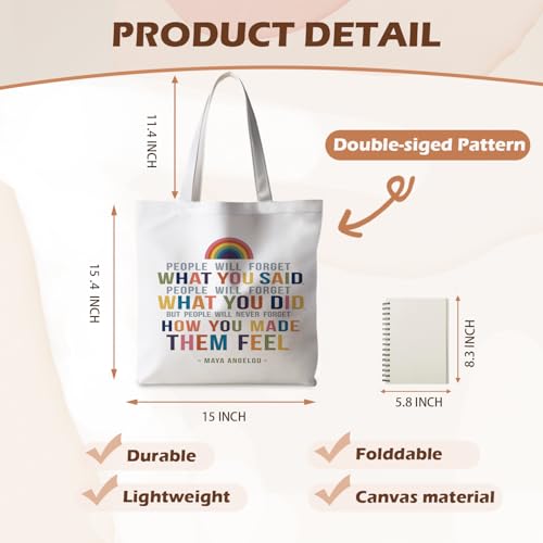 Motivational Canvas Tote Bag,Positive Affirmation Gifts for Women Men Reusable Grocery Shopping Tote Bag Purse - color: Maya Says