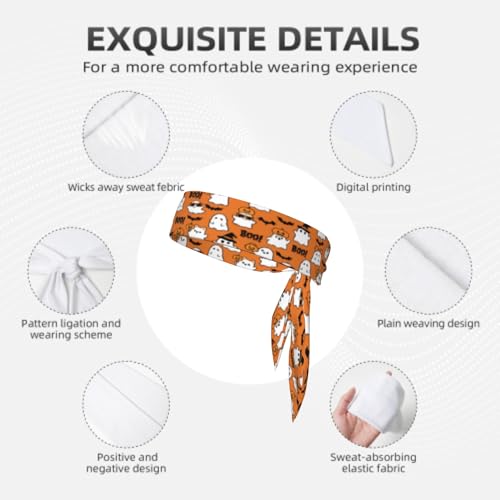 Sports Tie Headband Bandana Running Athletic Sweat Band Elastic Adjustable Sport Head Tie for Men Women Head Ties Ninja Tie Headbands Tennis Sweatbands Soccer Basketball Teams Running Head Band - color: Ghost bat