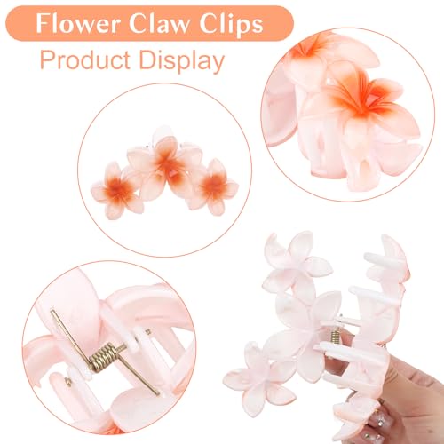 4PCS Flower Hair Clips Claw Clips for Thick Hair Non-Slip Strong Hold Flower Clip Cute Plumeria Hair Clips for Women Girls (Colorful) - color: Multi-colored-D