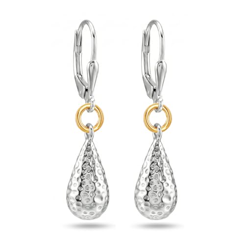 LeCalla 925 Sterling Silver Drop & Dangle Earrings for Women | Handmade Hammered Textured Drop Dangle Earring Jewelry | Women's Hammered Earrings Jewelry for Gift Mom Wife - color: Hammered Teardrop