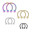 Ruifan 16G Surgical Steel CBR Nose Septum Horseshoe Earring Eyebrow Tongue Lip Nipple Helix Tragus Piercing Ring 6-16mm - color: Mix Color 1#