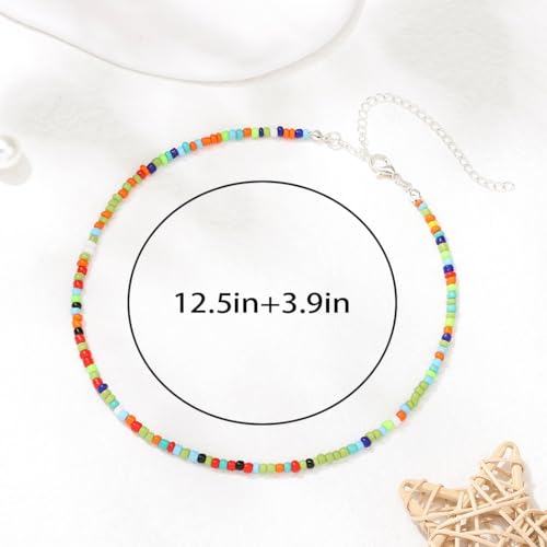 Tgirls Boho Choker Necklace Chain Rice Beaded Necklaces Seed Bead Necklace Accessory for Women - color: colorful 4