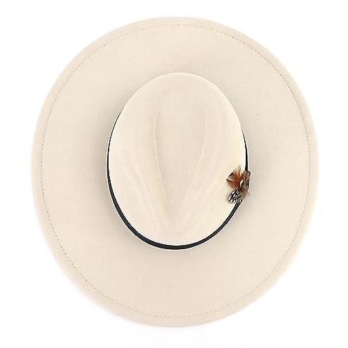 LIDHAY Big Wide Brim Fedora Hats for Women Men Western Suede Hat Panama Hat Outdoor Hats - color: Beige