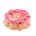 Caiyao 4Pcs Bohemia Multilayer Stackable Beaded Bracelets Set Colorful Crystal Stone Gold Beaded Stretch Bracelets Hawaii Charm Bracelet for Women Men Summer Beach Boho Vacation Jewelry Gifts - color: 7pcs pink