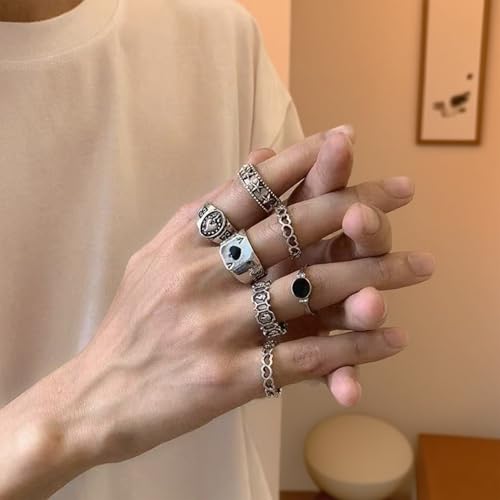 Stackable Rings Set for Women - Boho Midi Knuckle Rings with Moon and Star Designs, 22-Piece Adjustable Fashion Jewelry for Daily Wear - color: Silver, size: Style 7
