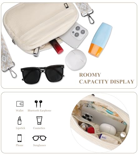 MAXTOP Small Crossbody Bags for Women Belt Bag Fanny Pack with Adjustable Strap - color: Corduroy Beige, style: Small Crossbody Bag
