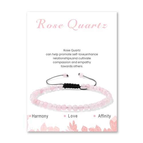 Lit Wall Crystal Anklets for Women Handmade Beach Boho Ankle Bracelet 4mm Adjustable Beaded Ankle Bracelet Waterproof Natural Stone Anklet Plus Size Anklets Gemstone Anklet Jewelry Gift for Her - style: Rose Quartz