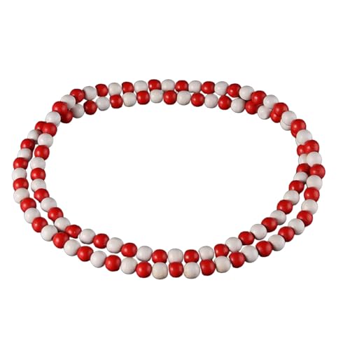 Punk Cool Colorful 8mm Wood Beads Chunky Strand Chunky Necklace Natural Wooden Chain Unisex Hip Hop Handmade African Statement Retro Bohemian Jewelry for Women Men - color: red white