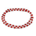 Punk Cool Colorful 8mm Wood Beads Chunky Strand Chunky Necklace Natural Wooden Chain Unisex Hip Hop Handmade African Statement Retro Bohemian Jewelry for Women Men - color: red white