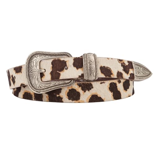 Lucky Brand Women's Western Leather Belt | Classic | Fashion | Vintage | Buffalo Leather | Western-Inspired - color: Haircalf Western - Spotted Cow, size: Small
