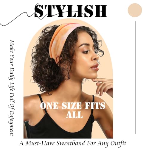 Wide Headbands Stylish Hair Band Tie Dye Head Wraps Elastic Boho Turban Headband Workout Sweatband Non Slip Bandanas Headband Knotted Hair Accessories Band for Women 4 Pack - color: Style 85