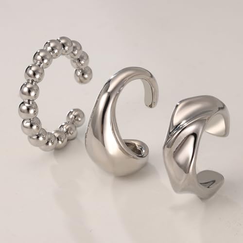 3Pcs Ear Cuffs Non Piercing for Women，14K Gold Plated Hypoallergenic Cuff Earrings Trendy clip Earrings for Women Cartilage Gold Jewelry Gift - color: SL-Ear Cuffs CZ-C