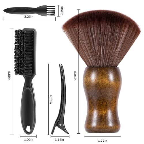 SALONSILK Barber Neck Duster Shaving Brush Set, 5 in 1 Professional Barber Accessories Cleaning Supplies, Hair Cutting Cleaning Hairbrush Styling Tool - color: Hair Cutting Brown