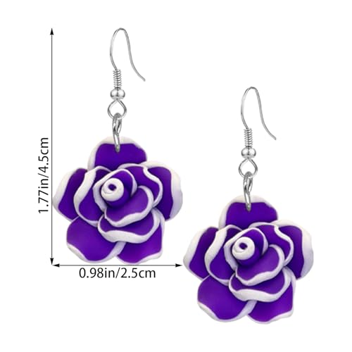 4 Pairs Tropical Bohemian Dangle Earrings For Women Hawaii Plant Daisy Flower Drop Earrings Set - color: purple