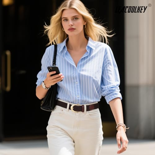 LEACOOLKEY Stretchy Braided Golf Belt for Women Elastic Woven Belts Unisex Elastic Fabric Belt for Jeans Pants - color: Coffee/Gold Buckle, size: Fit waist size below 31"