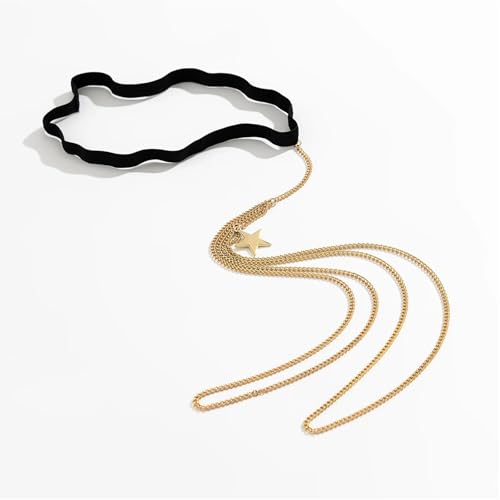 Multi-Layered Thigh Chains Jewelry, Bikini Elastic Tassel Leg Chain, Summer Beach Body Chain, Simple Metal Thigh Body Chain for Women - color: Star-Gold
