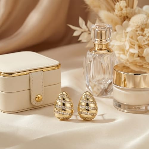 4 Pair Small Gold Hoop Earrings for Women Sensitive Ears - Hypoallergenic 14k Real Gold Plated Hoops Zirconia Cartilage Huggie Earrings Set Helix Piercing Earring Gold Jewelry for Women Gift - color: 1946 Ball Gold