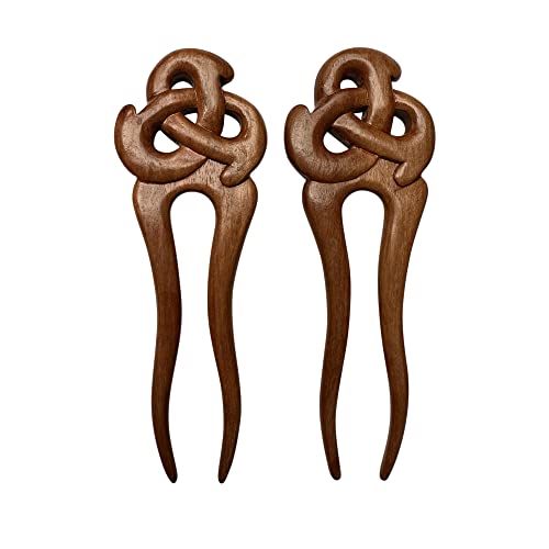 Marycrafts Set 2 Wooden Celtic Knot Hair Fork, Hairfork, Hair Pin, Hairpin, Hair Accessory, Hair Toy Handmade - size: 1 Count (Pack of 2)