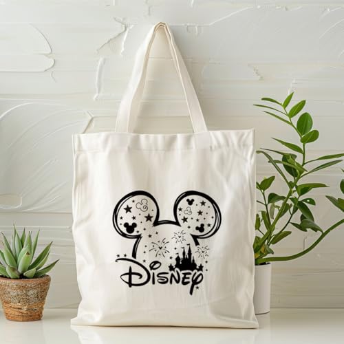 Canvas Tote Bag Aesthetic for Women,Reusable Canvas Cute Shoulder Bag for Grocery, Shopping, Beach & Daily Use - color: Mouse Head