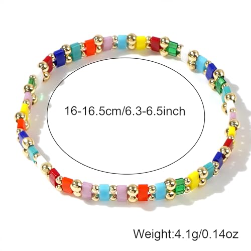 Tila Flat Beaded Stretch Bracelet for Women,Bohemian Friendship Bead Bracelets Handmade Stack Boho Jewelry Accessory for Everyday Wear, Vacation and Friend Gifts - color: colors