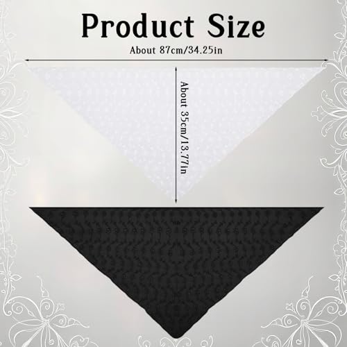 Black Lace Bandana Headband Scarf White Eyelet Lace Bandana Hair Scarf Triangle Headscarf for Women Flower Eyelet Hair Kerchief for Sweet Women Boho