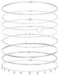 Tornito 8Pcs Waist Belly Chain CZ Heart Pearl Snake Bead Sequin Paperclip Belly Chain Summer Beach Sexy Body Chains Jewelry Accessories for Women Adjustable - style: D:8Pcs(Heart) Silver