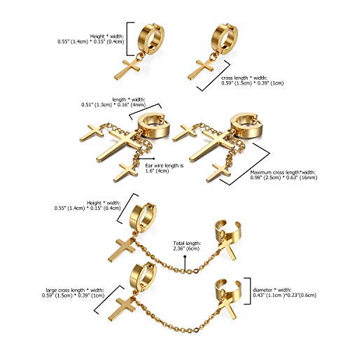 Aroncent 12PCS Stainless Steel Fake Tapers Mens Earrings Illusion Tunnel Cheater Piercing Jewelry Set for Men Women - color: A4