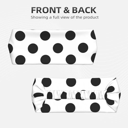 Black and Gold Swirl Liquid Ink Marble Workout Headbands Fashion Sports Sweatbands Yoga Hairbands for Fitness Athletic Non Slip Wicking Headscarf for Men Womens Girls Summer Accessories Elastic Bands - color: Polka Dot Black White