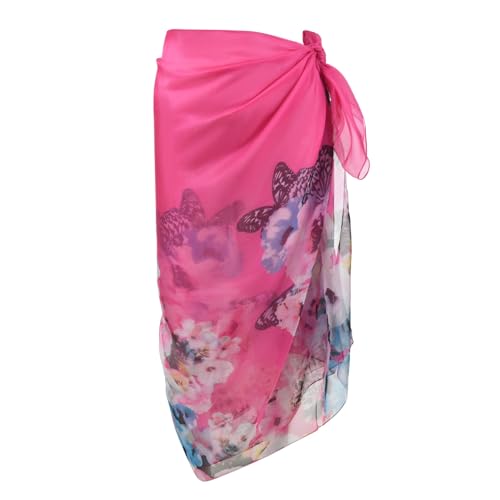 Womens Sexy Bohemian Floral Beach Cover Up Sarong Wrap Swimsuit Beachwear - color: B-rose