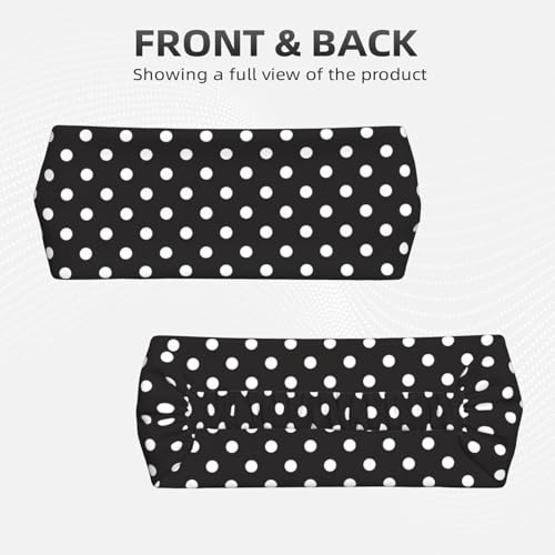 Black and white Polka Dot Headband - Elastic Fashion Hair Band for Sports, Yoga, Daily Wear - color: 12