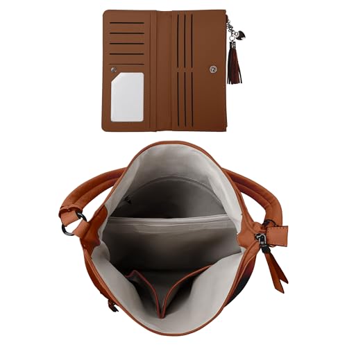 TANTOMI Hobo Bags Purses for Women, Women's Crossbody Handbags and Shoulder Bag, Multi-Pocket Large Hobo Purse - color: Brown.b