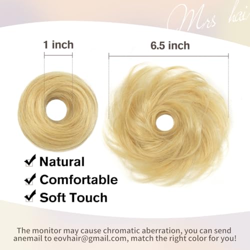 2PCS Blonde Hair Bun, Messy Bun Hair Piece, Soft Fluffy Elastic Scrunchie, 30s Easy Updo for Women & Kids, Ideal for Daily Wear, Ballet, Dance & Office Use - color: Gold, size: 4 Inch