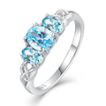 Celtic Birthstone Rings for Women 925 Sterling Silver Celtic Knot Ring 3-Stone Promise Rings for Her Wife Birthday Anniversary Wedding Jewelry - color: 12-Dec-Blue Topaz