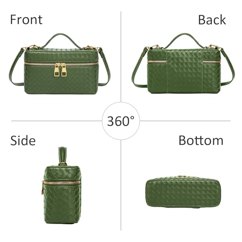 Trendy Shoulder Bags for Women Mini L19 Square Box Satchel Bag Cute PU Leather Crossbody Purse with Adjustable Strap - color: Green