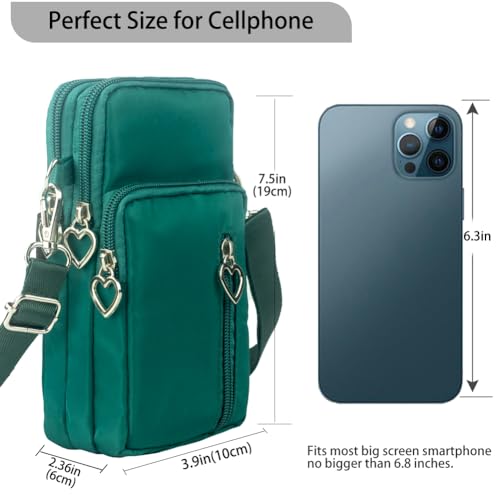 JANKS Small Crossbody Bag for Women - Mini Phone Purses with Crossbody Strap and Wallet - Nylon Arm Bag - color: A-green