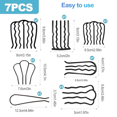 CoguZed 7-Piece Metal Hair Forks Set – U-Shaped chignon hair pin for Thick & Fine Hair, Chignon & French Twist Updo Accessories