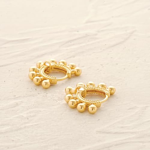 MYEARS Women Earrings Gold Huggie Hoop 14K Small Simple Hypoallergenic Everyday Jewelry - style: Ball & Dangle