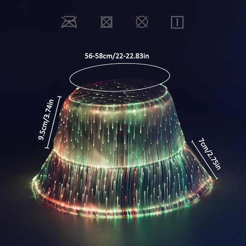 lumisonata LED Rave Bucket Hat Light up Fisherman Cap 7 Colors Glow in the Dark Party Hats USB Rechargeable EDM Festival Gear - color: White