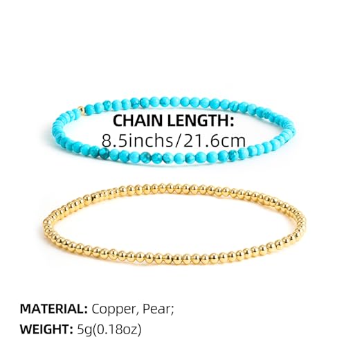 Boho Gold Anklet Bracelets for Women, Waterproof Beach Layered Pearl Beaded Turquoise Anklets Set Handmade Jewelry Gift - color: STYLE3