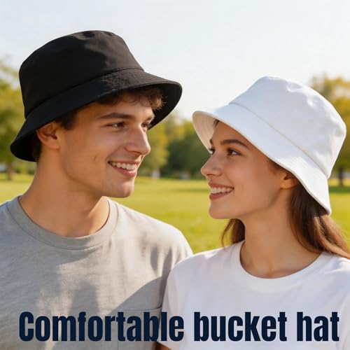 NPJY Bucket Hat for Women Men Cotton Summer Packable Sun Beach Fishing Hats Travel Cap - color: Plain Skyblue