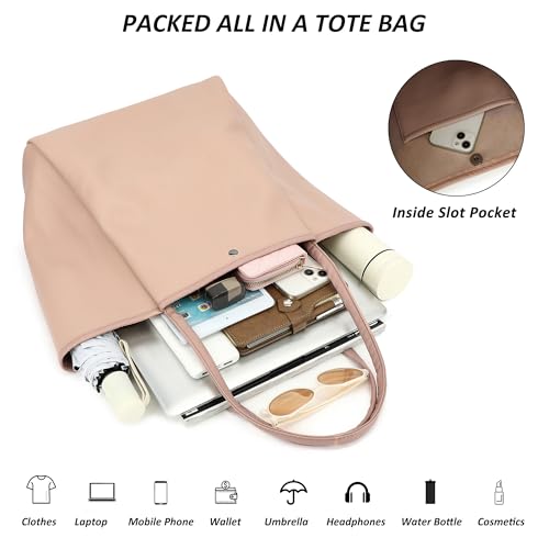 TANTOMI Tote Bag for Women Vegan Leather Purses and Handbags Ladies Waterproof Big Shoulder Bag for Travel - color: Dark Pink